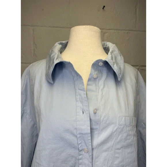 ANINE BING Mika Shirt Blue Medium Oversized Button Up Collar Drop Shoulder - Picture 4 of 12